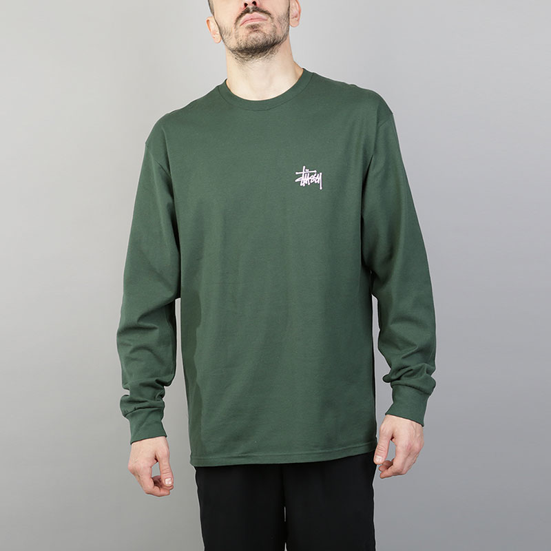 Лонгслив Stussy Basic Stussy LS Tee (1994143-d forest)  - цена, описание, фото 1
